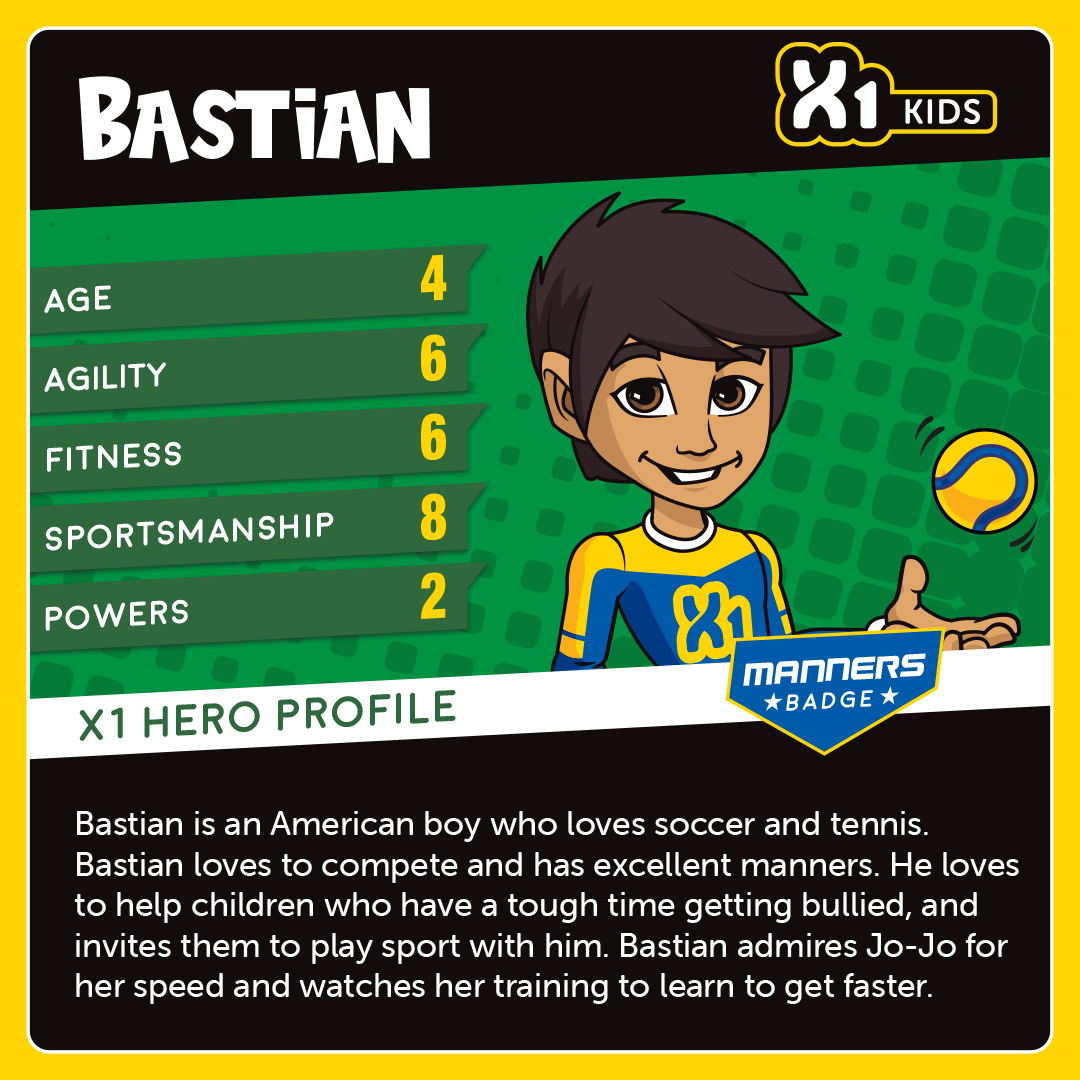 Bastian X1 Kids hero profile card